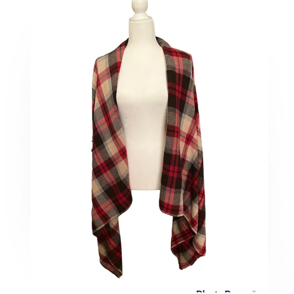 Peach Love California Red Plaid Cape